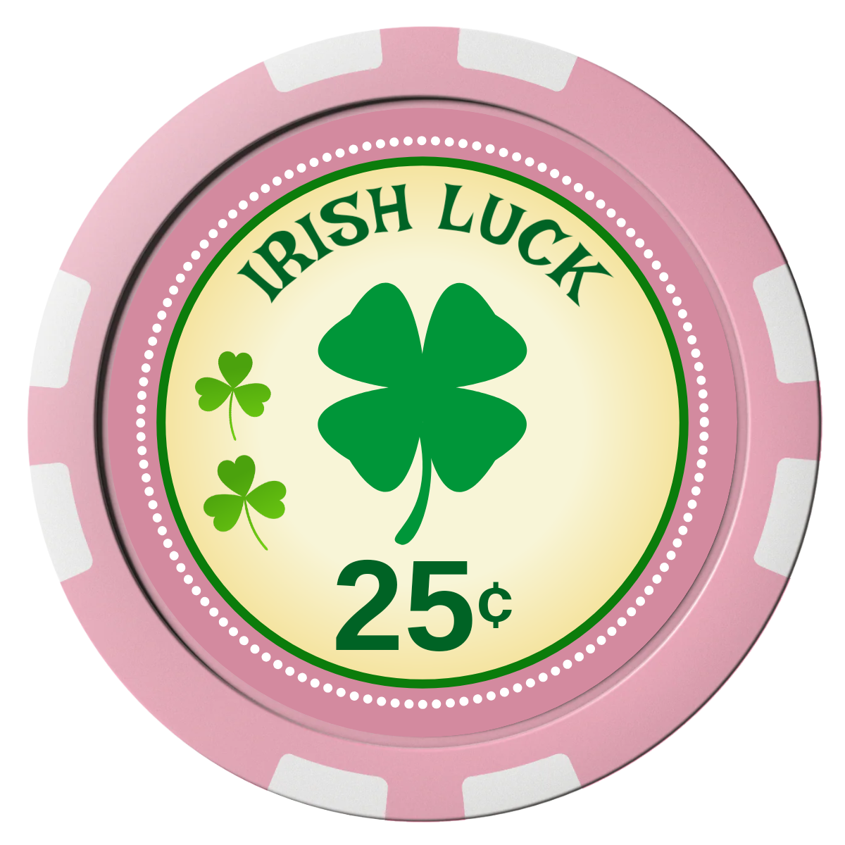Irish Luck Composite Poker Chips - Pink / 8 Stripe - Front