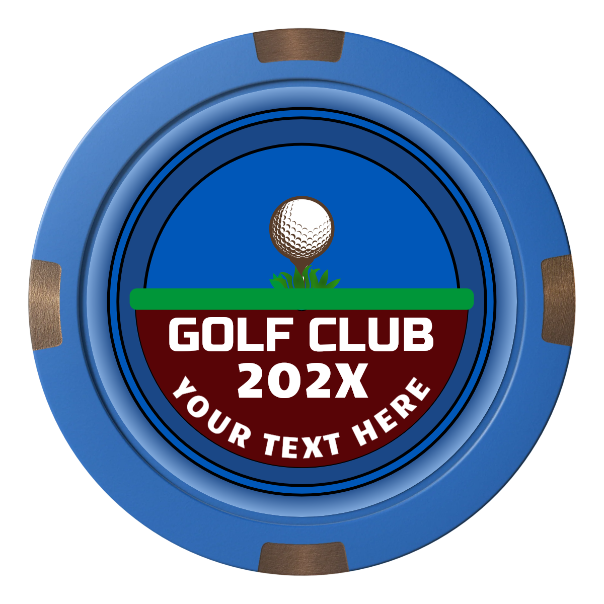 Teed Up Composite & Metal Hybrid Poker Chips - Blue - Front