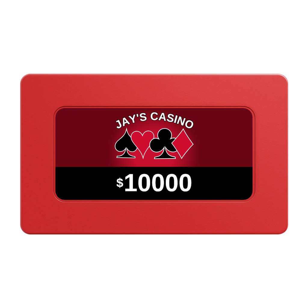 Jay's Casino Rectangular Poker Chip Plaques - Red - Front