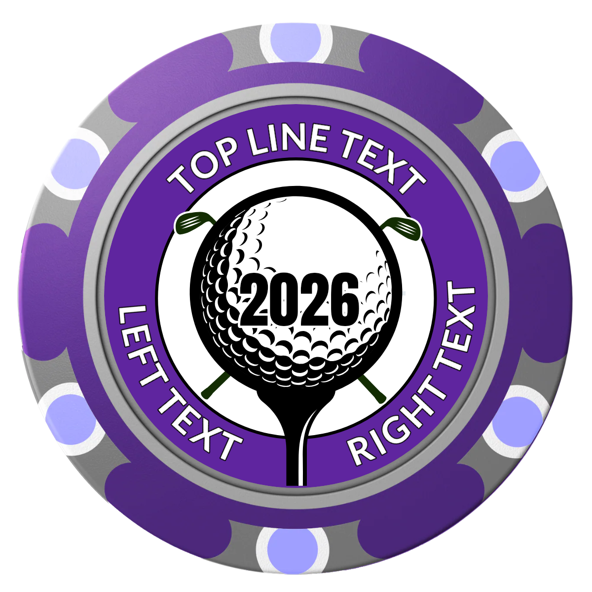 Tee it up Clay Poker Chips - Purple / Monte Carlo / 40mm - Front