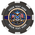 Air Force Magnetic Composite Poker Chips - Black / 8 Spot - Back