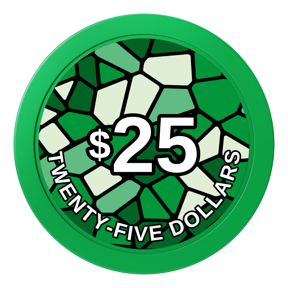 Stained Glass 2" Oversized Poker Chips - Green - Front