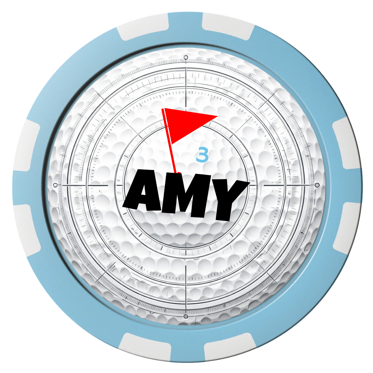 Ball Marcus Jr. Composite Poker Chips - Light Blue / 8 Stripe - Front