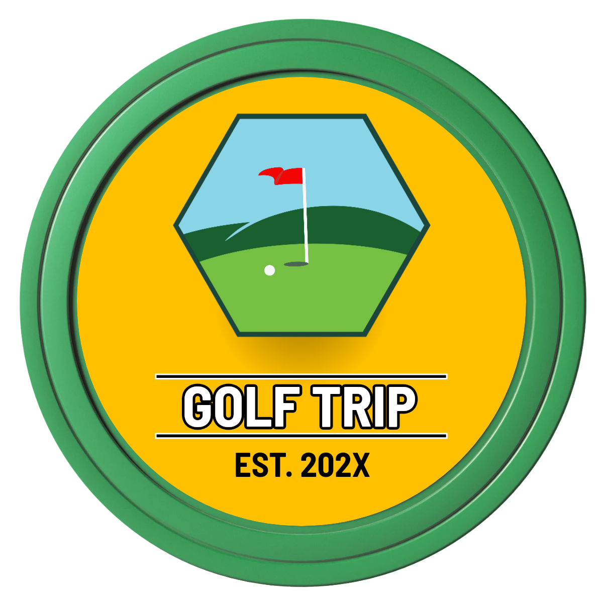 Golf Trip #001 Composite Poker Chips - Green / Solid - Front