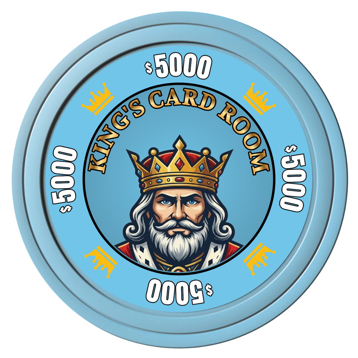Kings Composite Poker Chips - Light Blue / Solid - Front