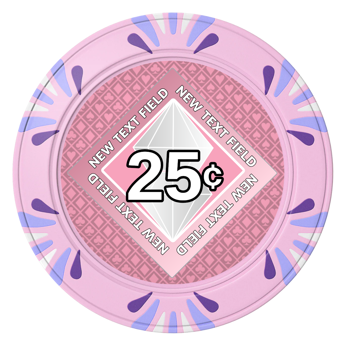 Diamond in the Rough Clay Poker Chips - Pink / Macau / 40mm - Front