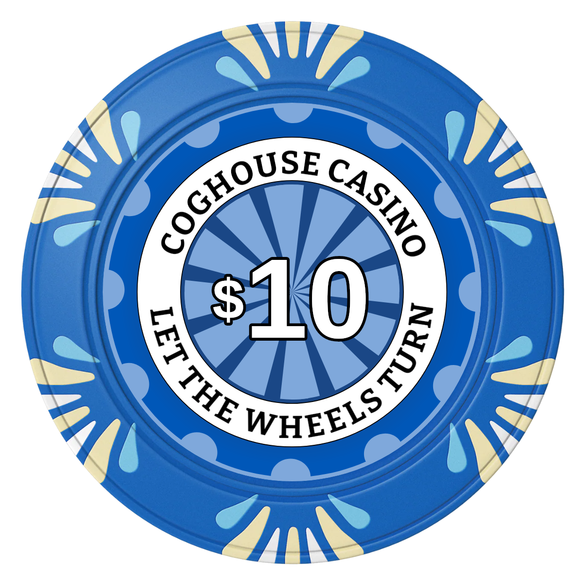 Cog House Clay Poker Chips - Blue / Macau / 40mm - Front