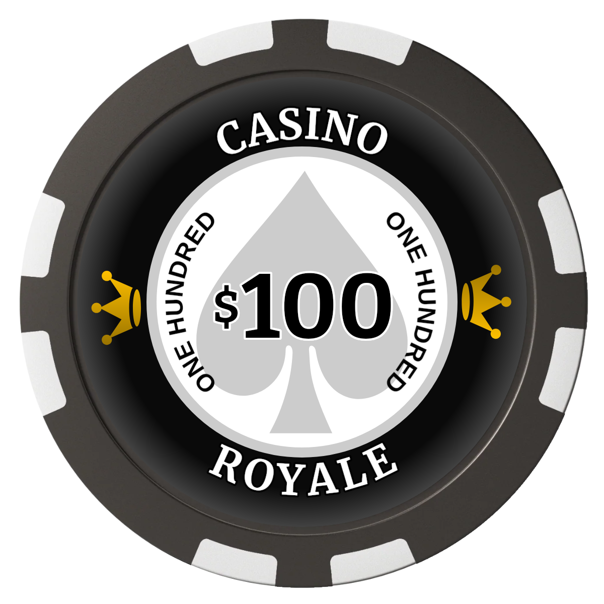 Casino Royale Composite Poker Chips - Black / 8 Stripe - Front