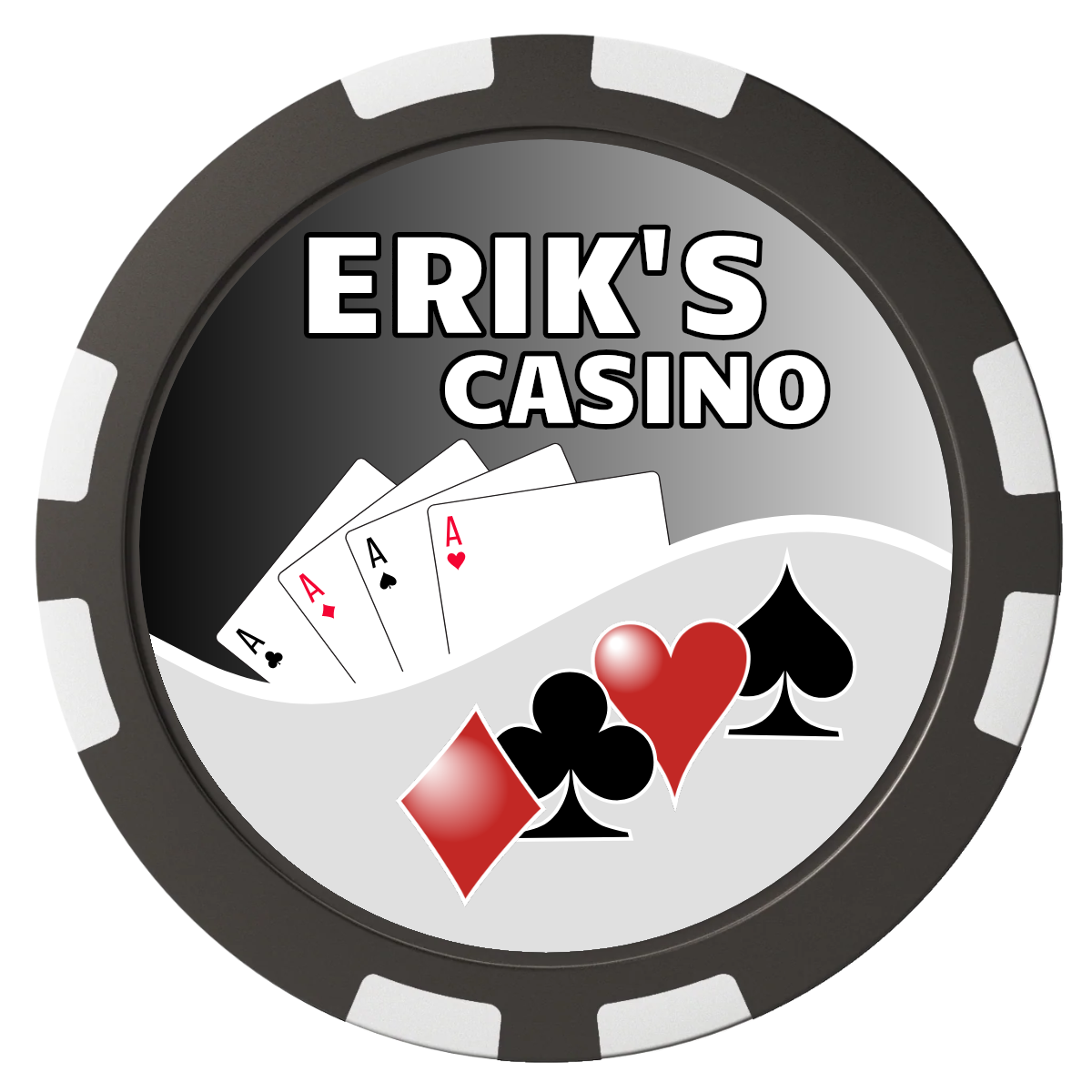 Erik's Casino Composite Poker Chips - Black / 8 Stripe - Back
