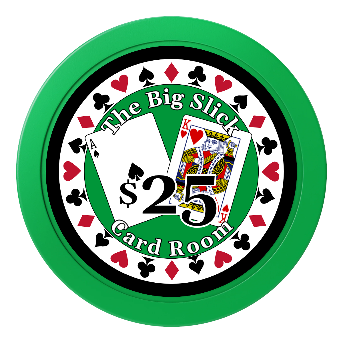AK Big Slick 2" Oversized Poker Chips - Green - Back