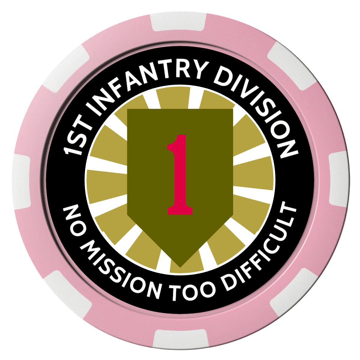 1st Infantry Division Composite Poker Chips - Pink / 8 Spot - Front