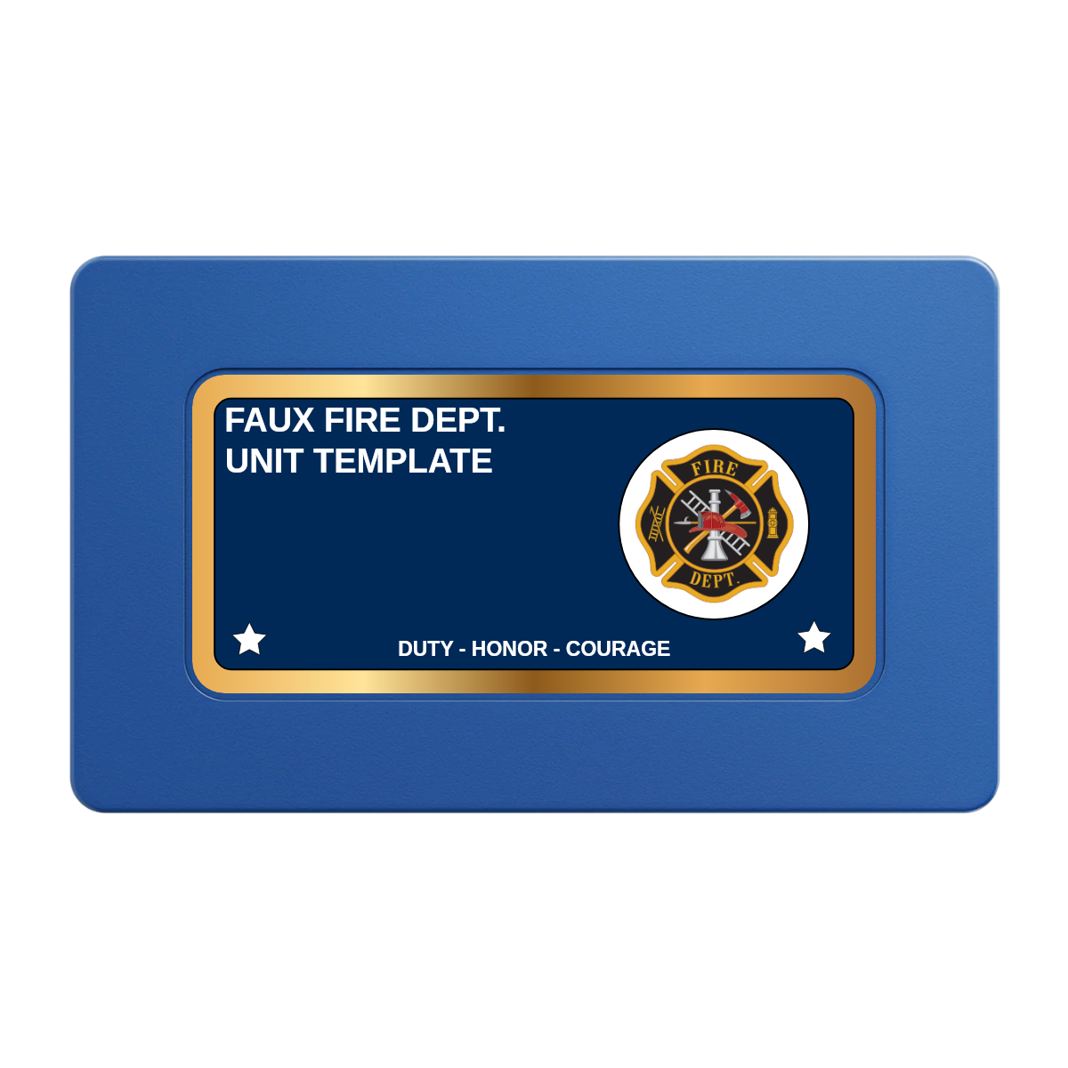 Faux Fire Dept. #01 Rectangular Poker Chip Plaques - Blue - Front