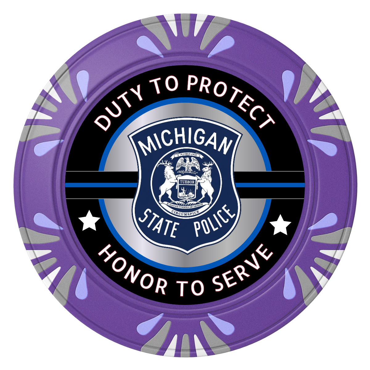 Police Department #01 Clay Poker Chips - Purple / Macau / 40mm - Front