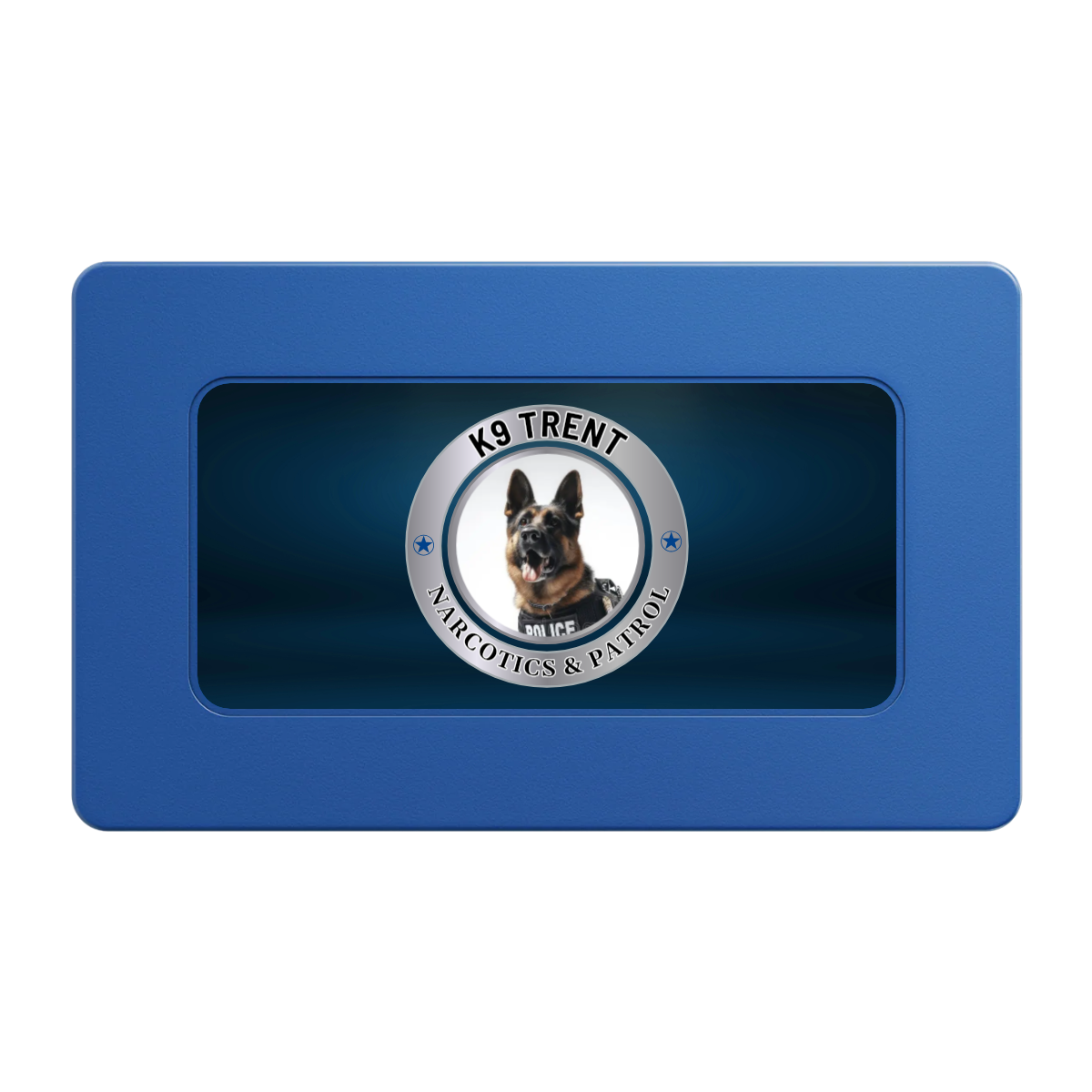 K-9 Trent Rectangular Poker Chip Plaques - Blue - Front