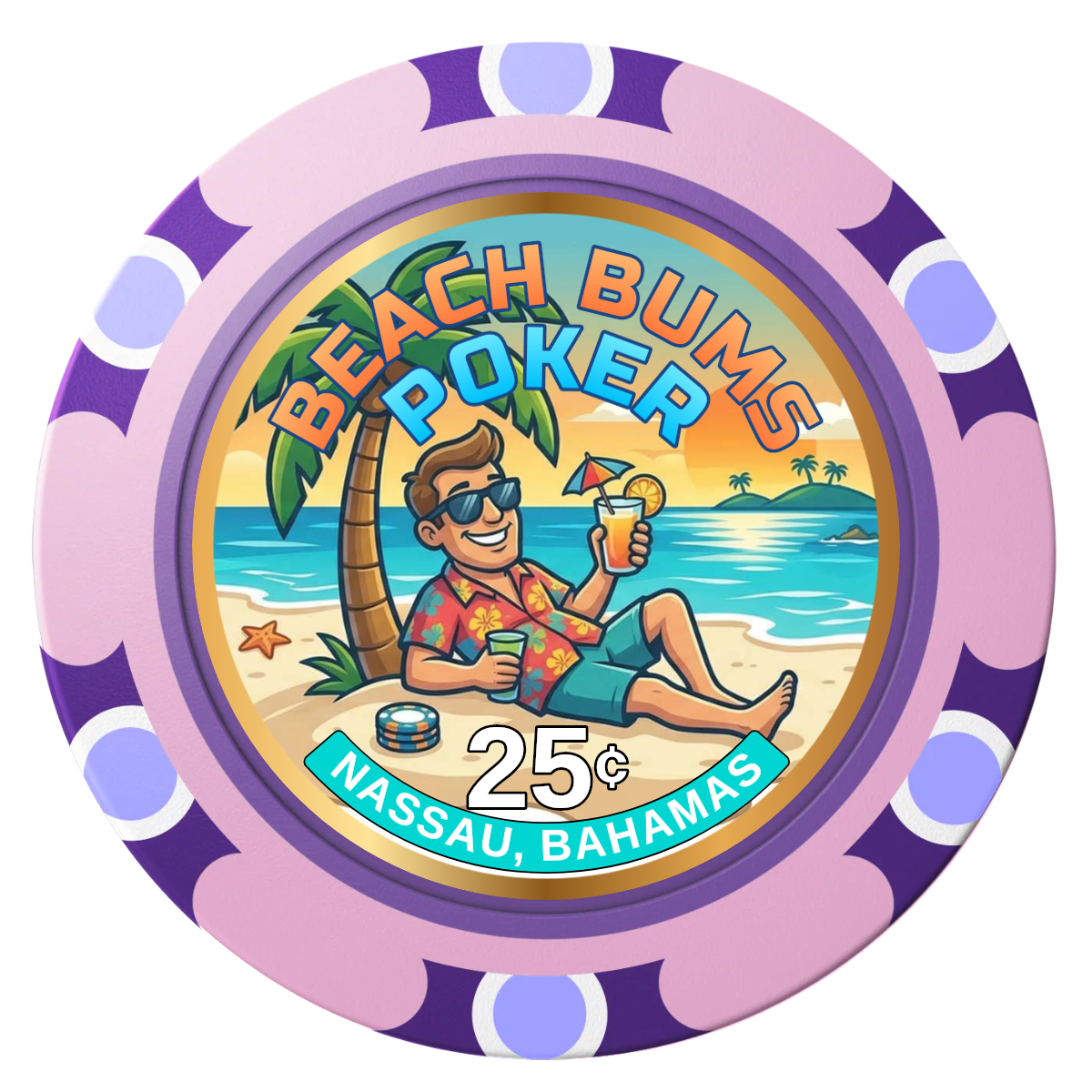 Sandy's Casino Clay Poker Chips - Pink / Monte Carlo / 40mm - Front