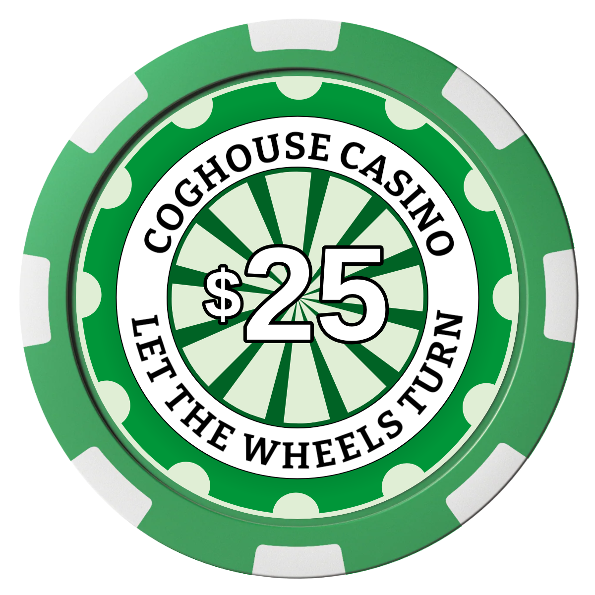 Cog House Magnetic Composite Poker Chips - Green / 8 Spot - Front
