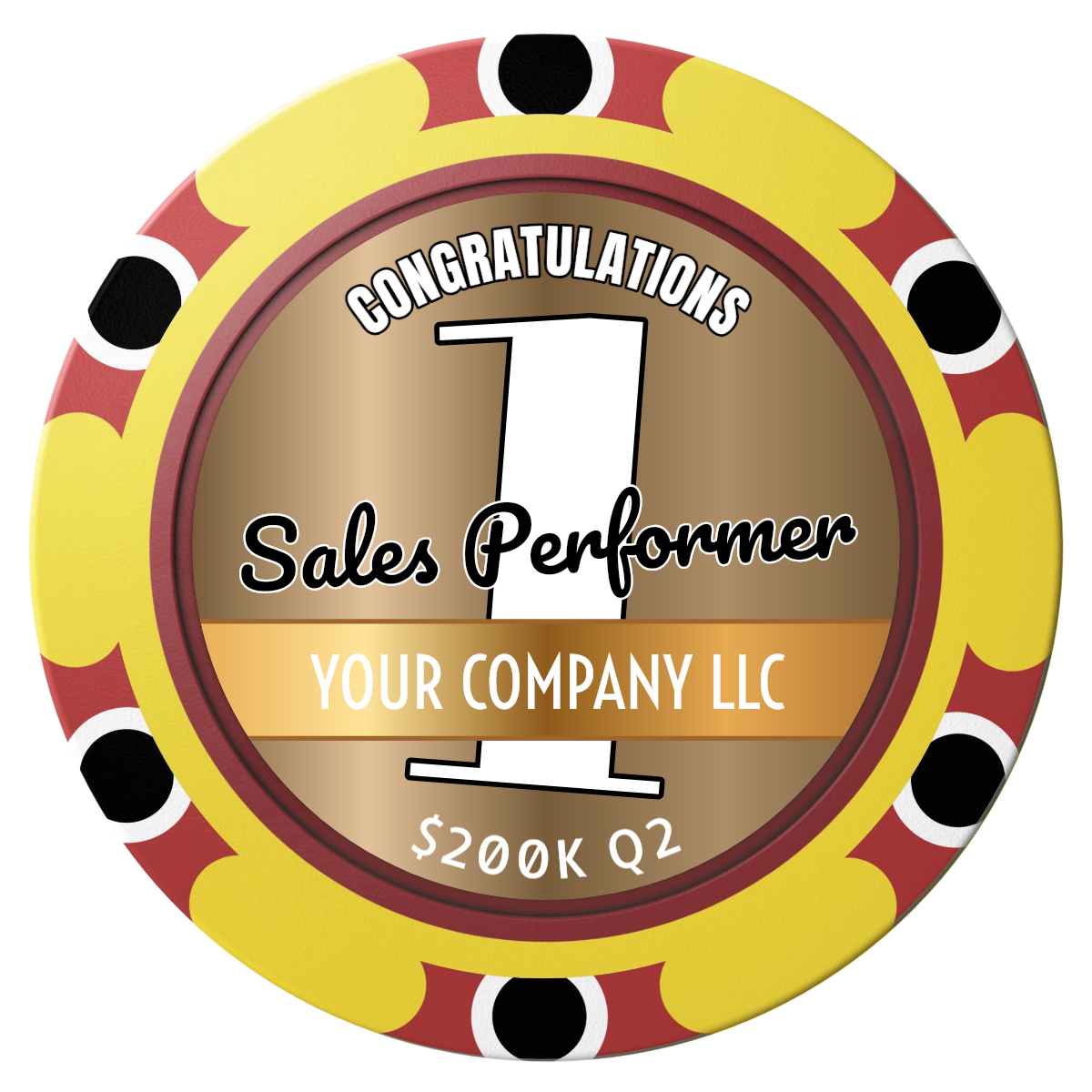 Top Sales Performer Clay Poker Chips - Yellow / Monte Carlo / 40mm - Front