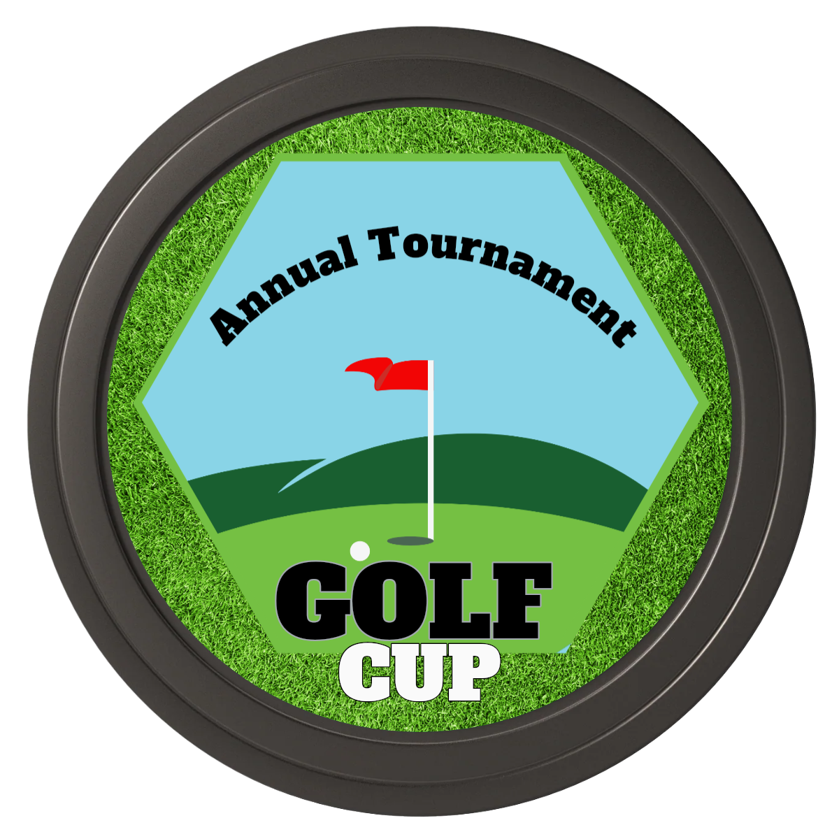 Golf Cup Composite Poker Chips - Black / Solid - Back