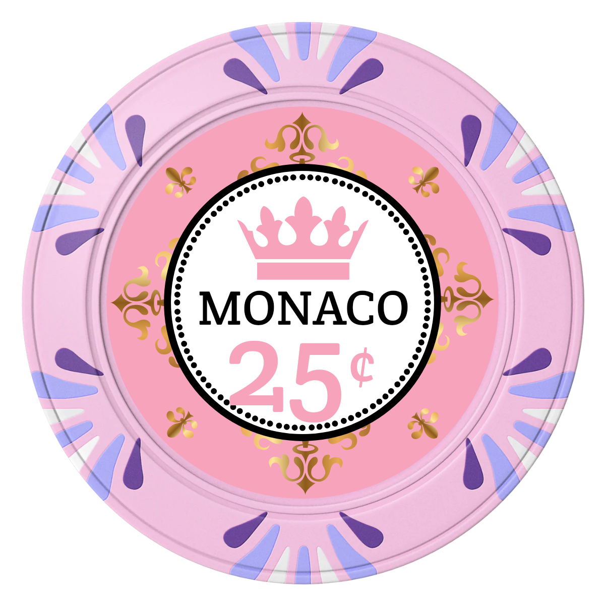 Monaco #001 Clay Poker Chips - Pink / Macau / 40mm - Front