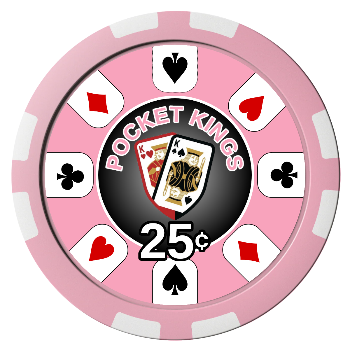 Pocket Kings Composite Poker Chips - Pink / 8 Stripe - Front