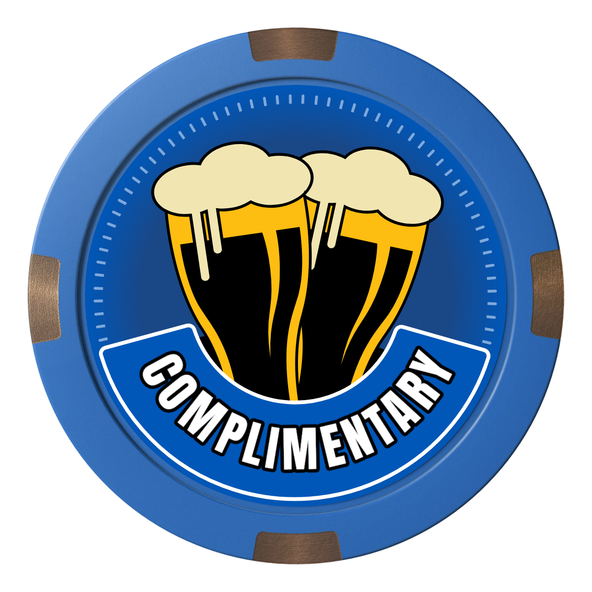 Double Pint 2 Composite & Metal Hybrid Poker Chips - Blue - Back