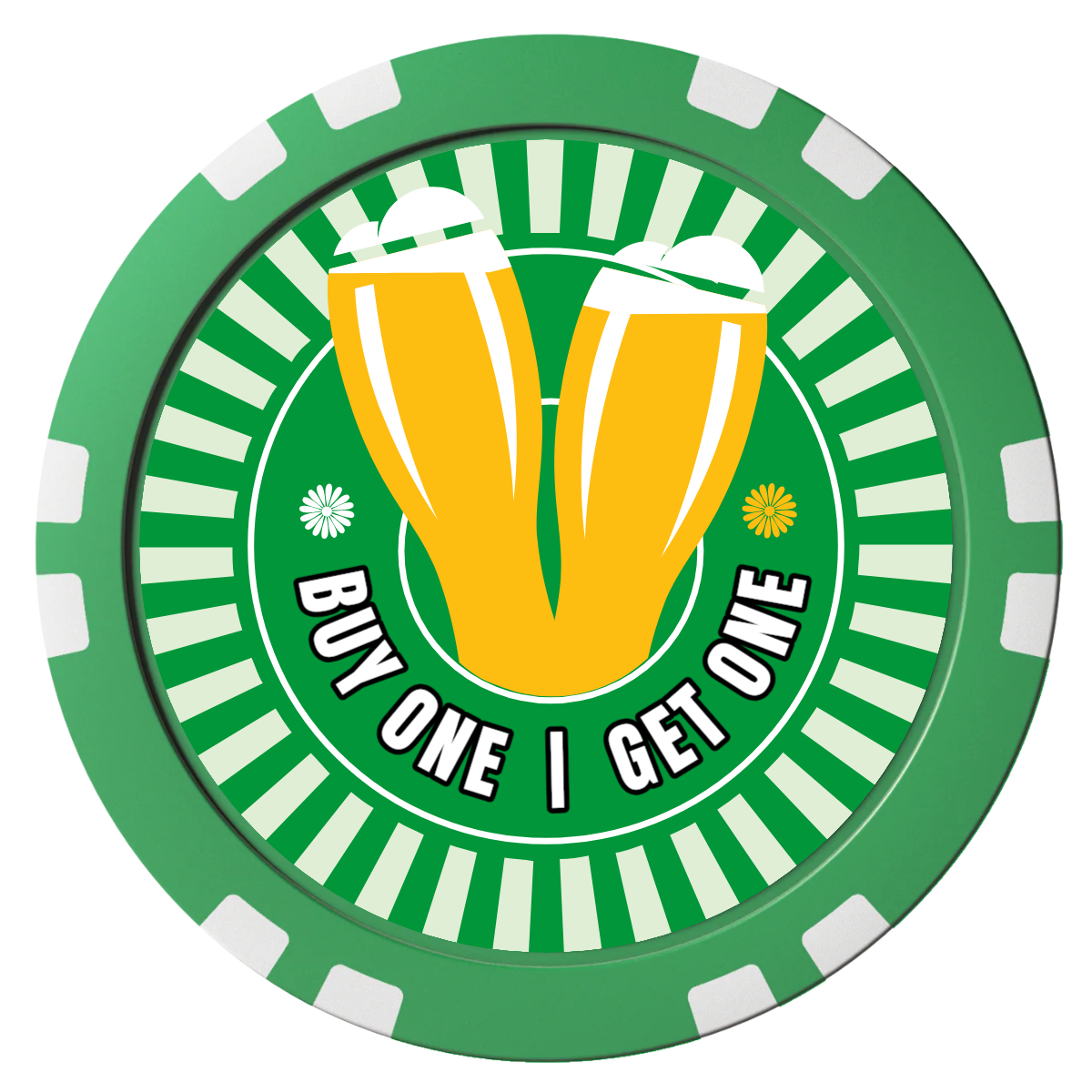 Double Pint Composite Poker Chips - Green / Double Stripe - Front