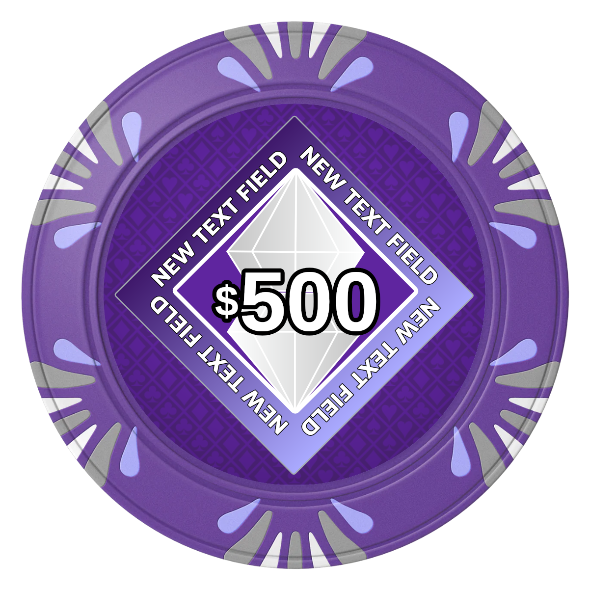 Diamond in the Rough Clay Poker Chips - Purple / Macau / 40mm - Front