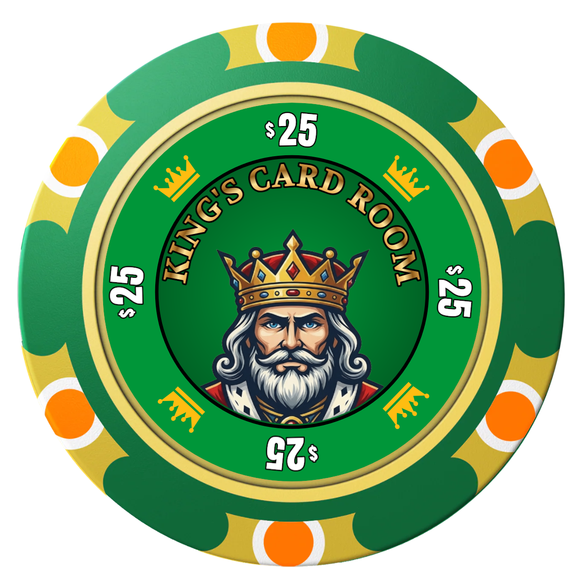 Kings Clay Poker Chips - Green / Monte Carlo / 40mm - Front