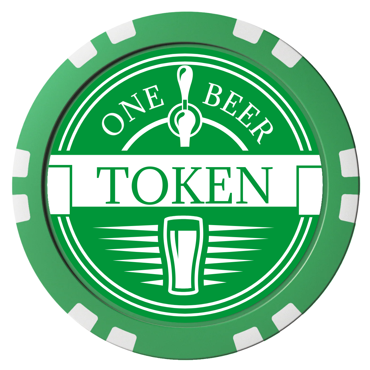 Tap Out Composite Poker Chips - Green / Double Stripe - Front
