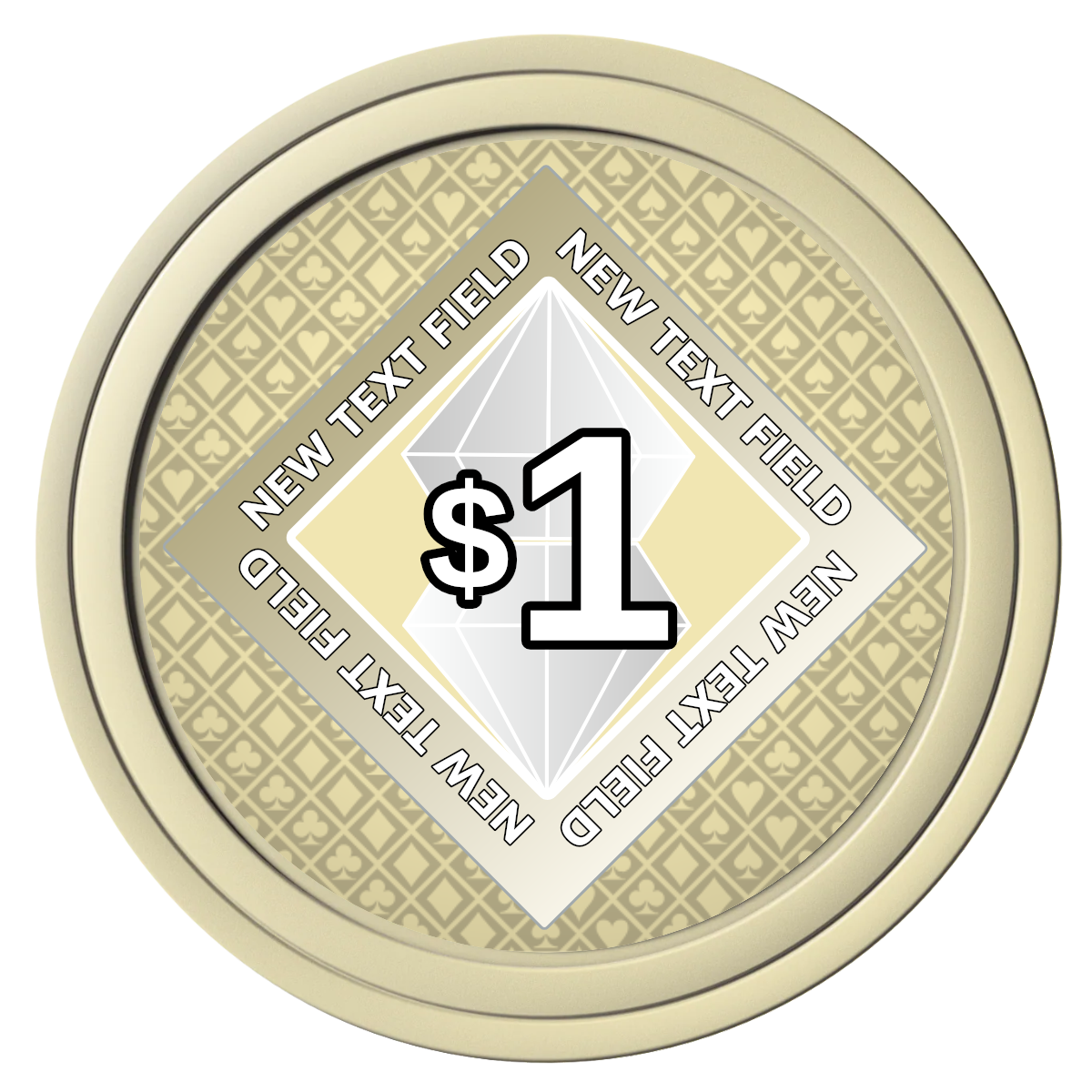 Diamond in the Rough Composite Poker Chips - Ivory / Solid - Front