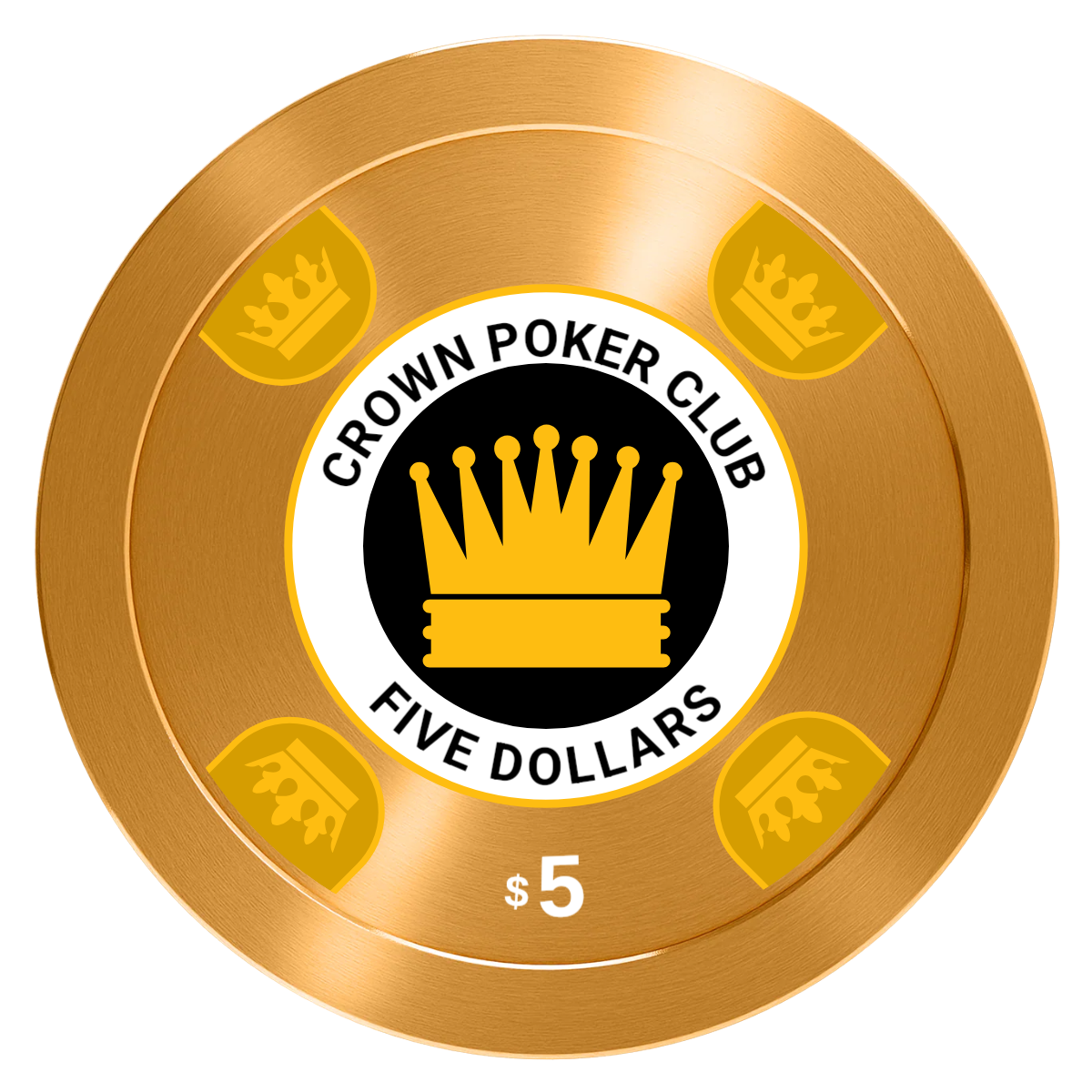Crown Card Room Aluminum Poker Chips - Gold - Back
