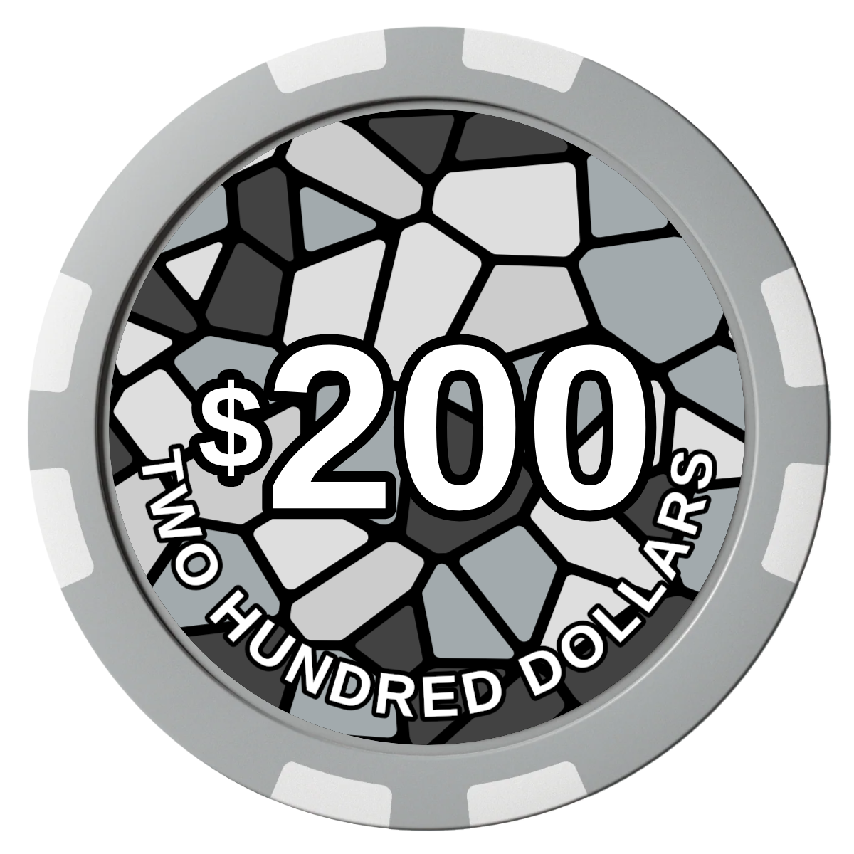 Stained Glass Composite Poker Chips - Gray / 8 Stripe - Front