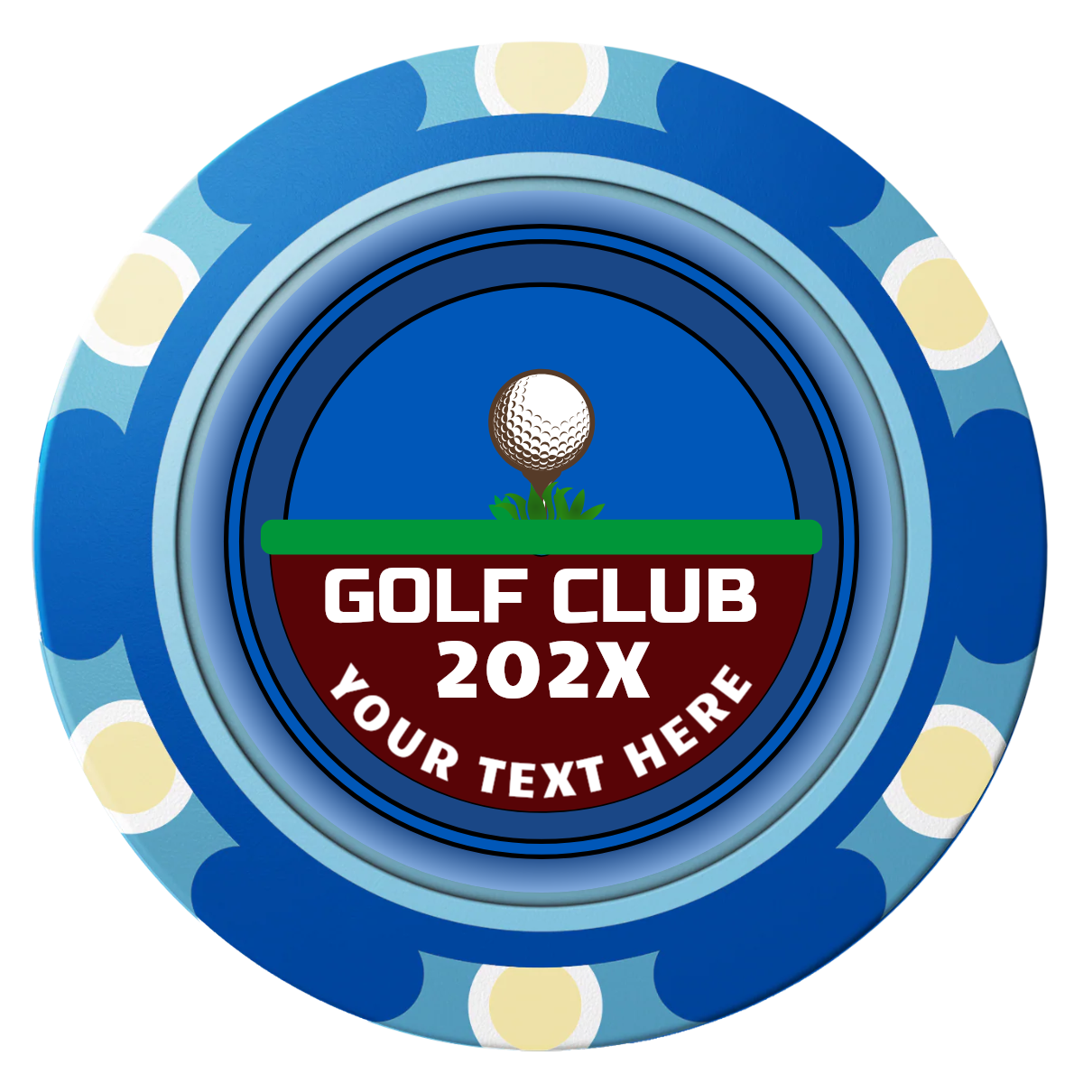 Teed Up Clay Poker Chips - Blue / Monte Carlo / 40mm - Back