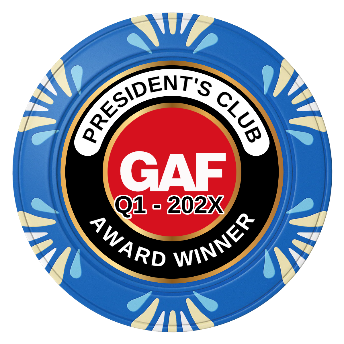 President's Club Clay Poker Chips - Blue / Macau / 40mm - Front