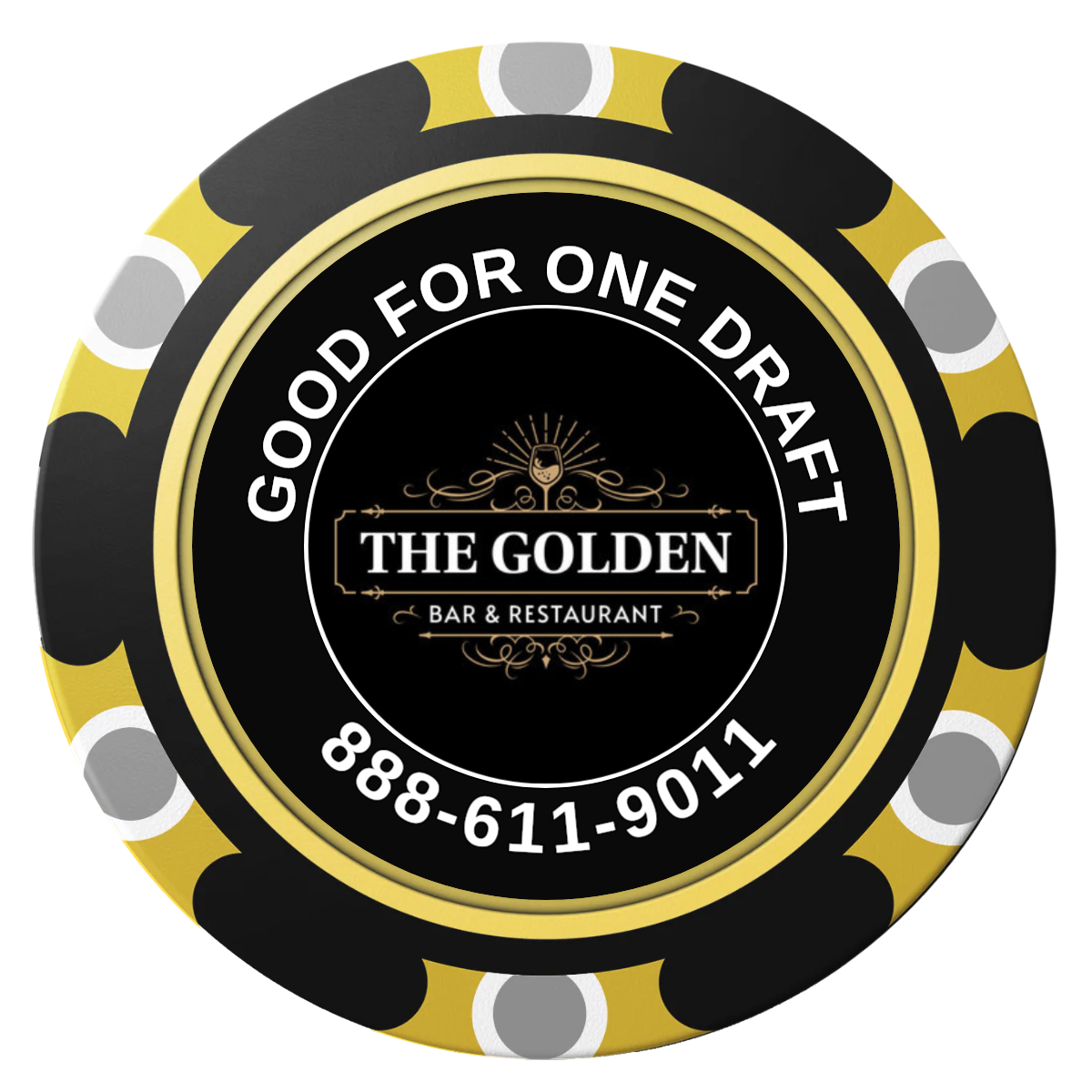 Branded Logo Bar Drink Token Clay Poker Chips - Black / Monte Carlo / 40mm - Front