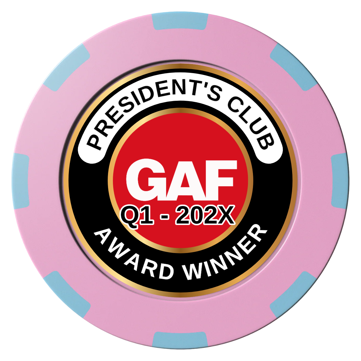 President's Club Clay Poker Chips - Pink / 8 Spot (2 Tone) / 40mm - Front