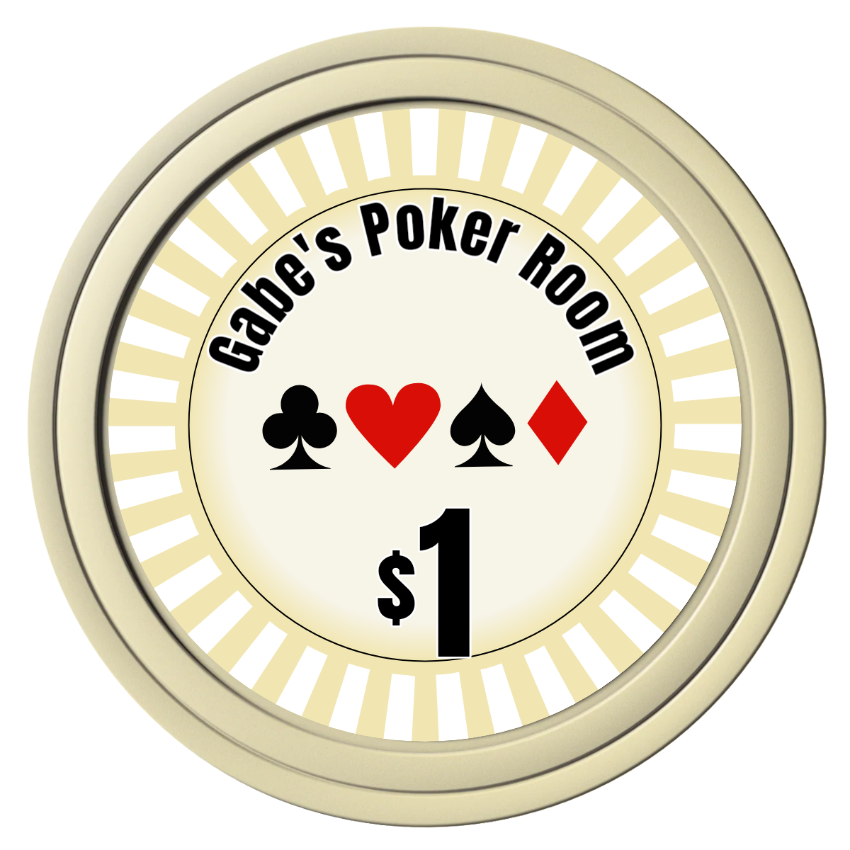 Gabe's Poker Room Composite Poker Chips - Ivory / Solid - Front
