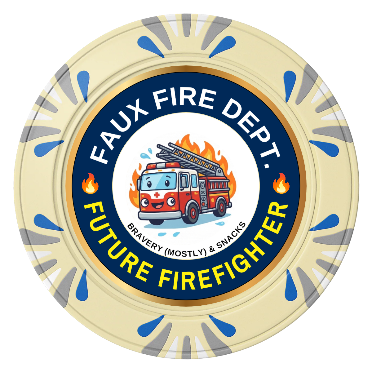 Future Firefighter Clay Poker Chips - Ivory / Macau / 40mm - Front