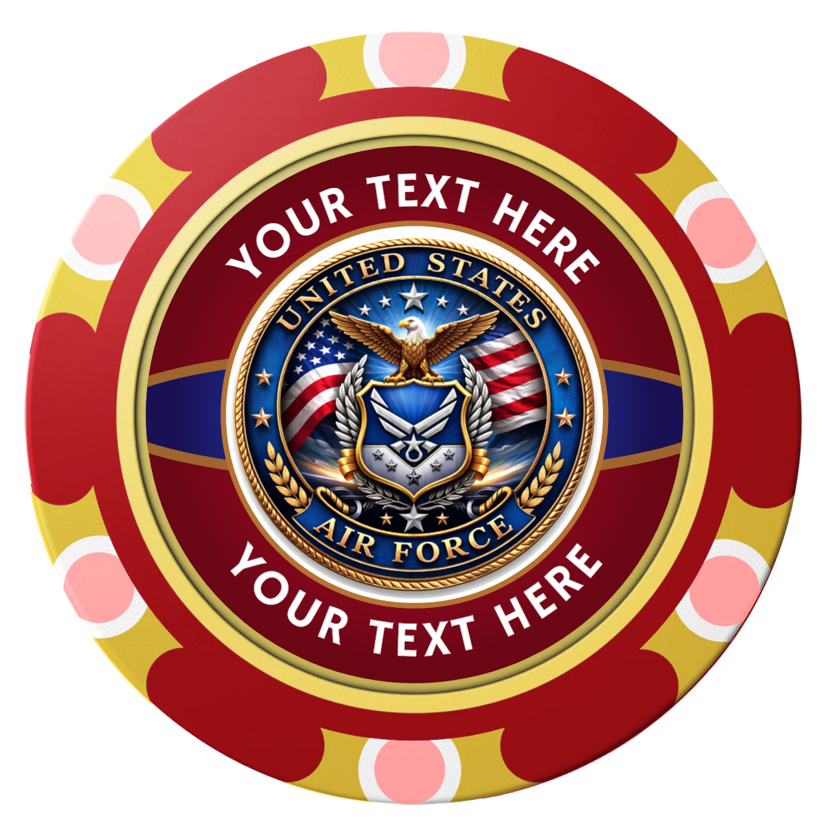 Air Force Clay Poker Chips - Red / Monte Carlo / 40mm - Front