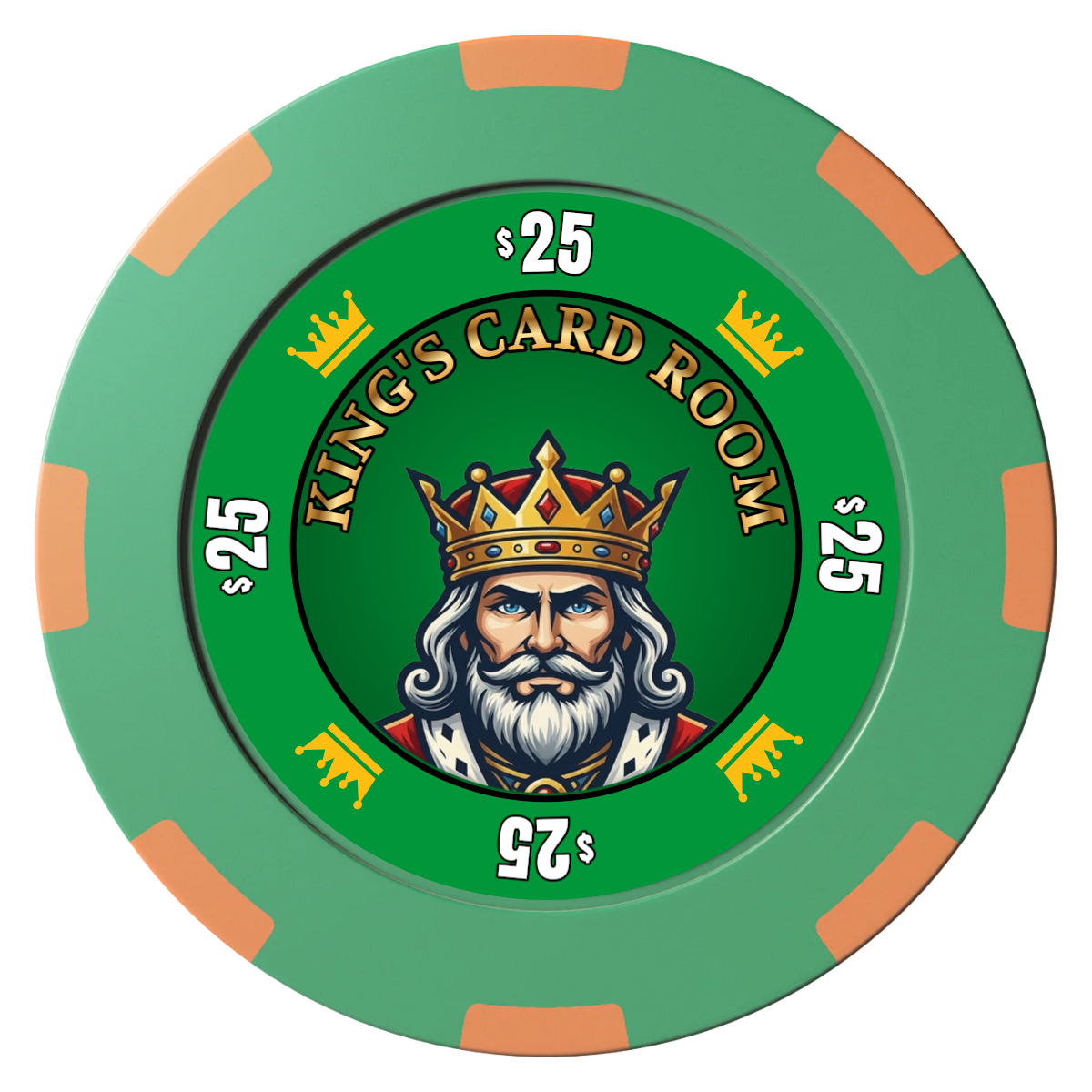 Kings Clay Poker Chips - Green / 8 Spot (2 Tone) / 40mm - Front
