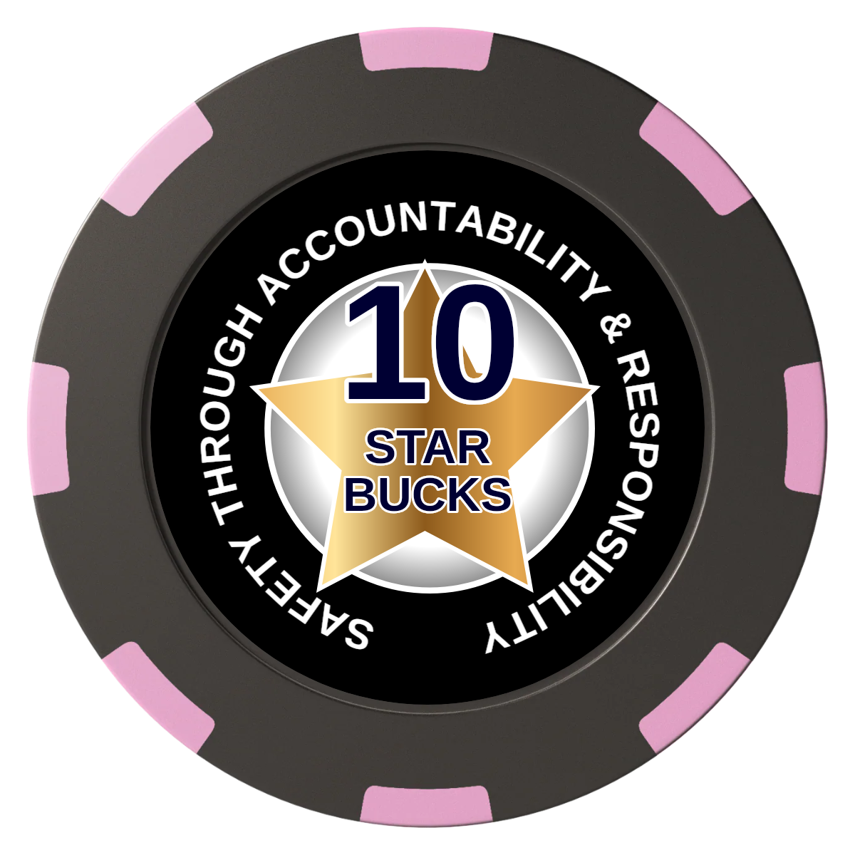 Safety Star Clay Poker Chips - Black / 8 Spot (2 Tone) / 40mm - Front