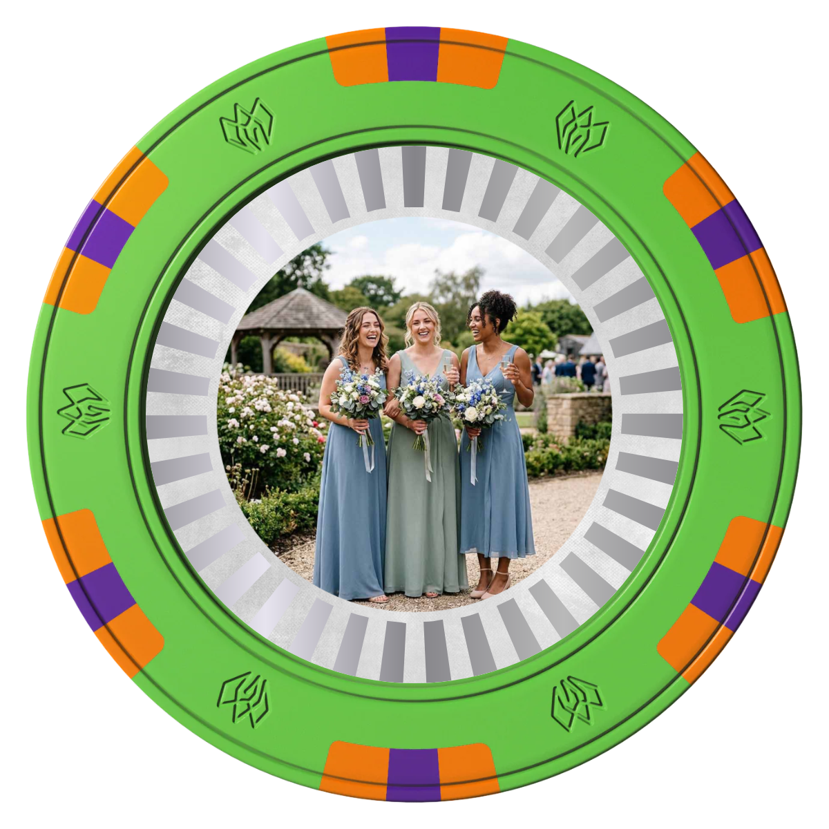 Be My Bridesmaid Simple Clay Poker Chips - Green / 6 Spot Gem / 40mm - Back