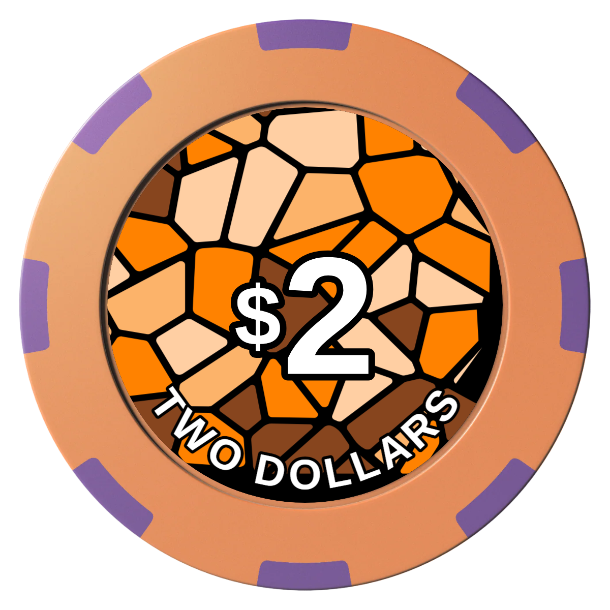 Stained Glass Clay Poker Chips - Orange / 8 Spot (2 Tone) / 40mm - Front