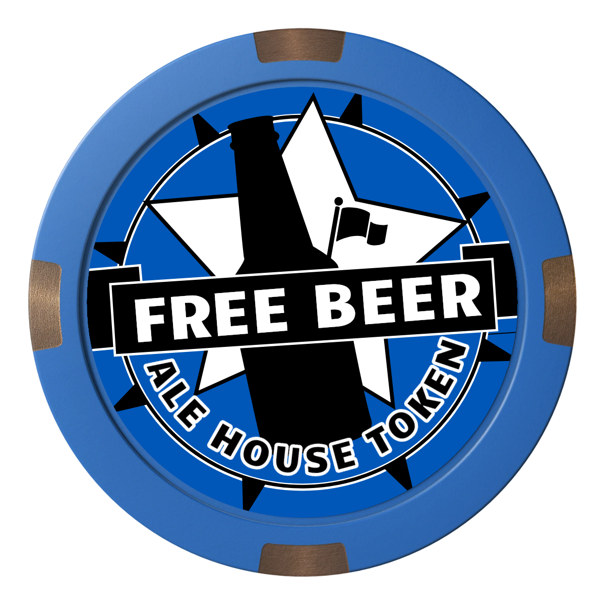 Free Beer Drink Composite & Metal Hybrid Poker Chips - Blue - Front
