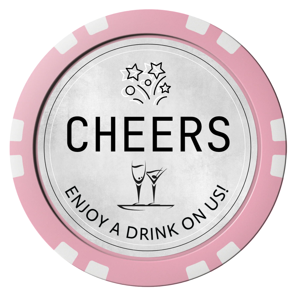 Chique Wedding Token Composite Poker Chips - Pink / Double Stripe - Front