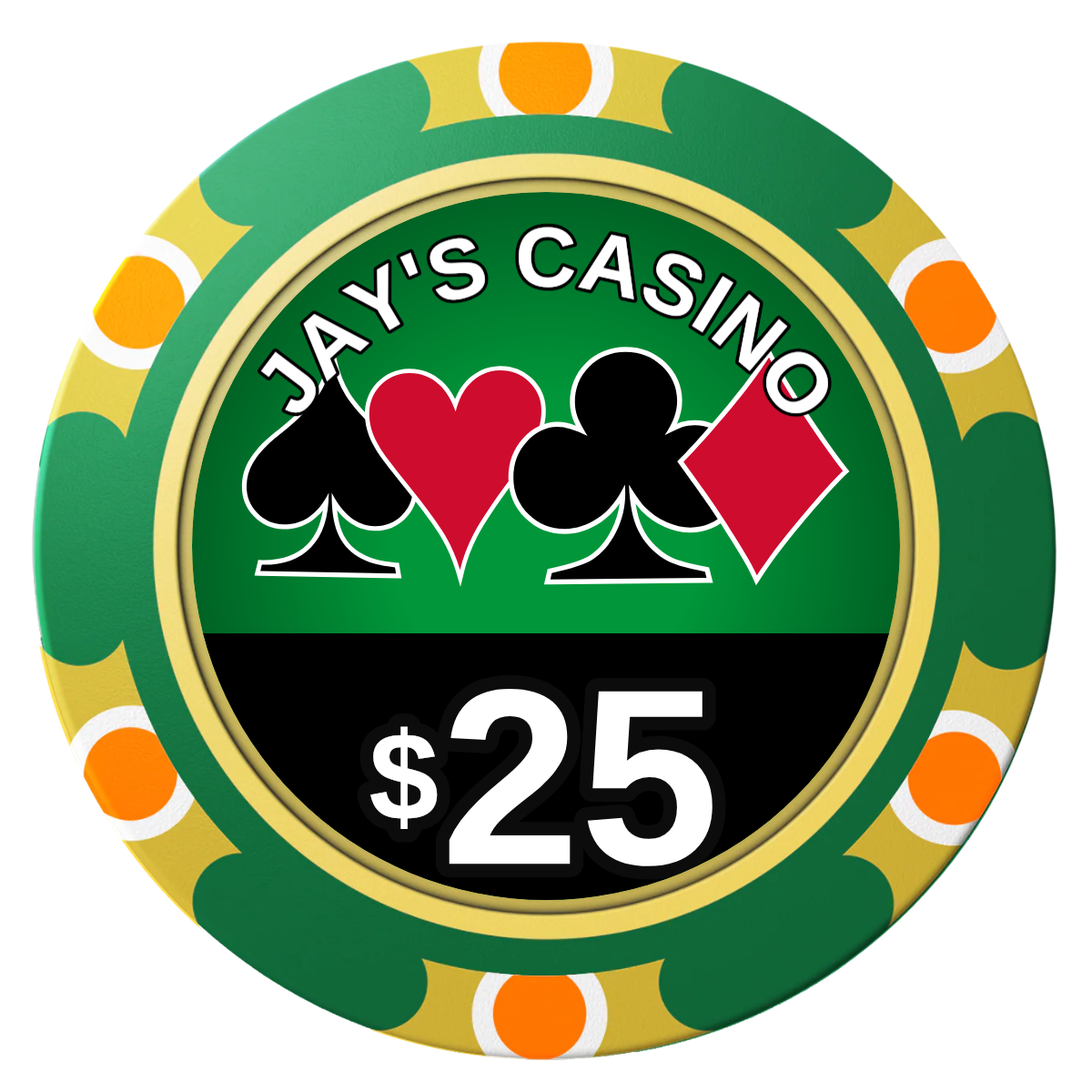 Jay's Casino Clay Poker Chips - Green / Monte Carlo / 40mm - Front