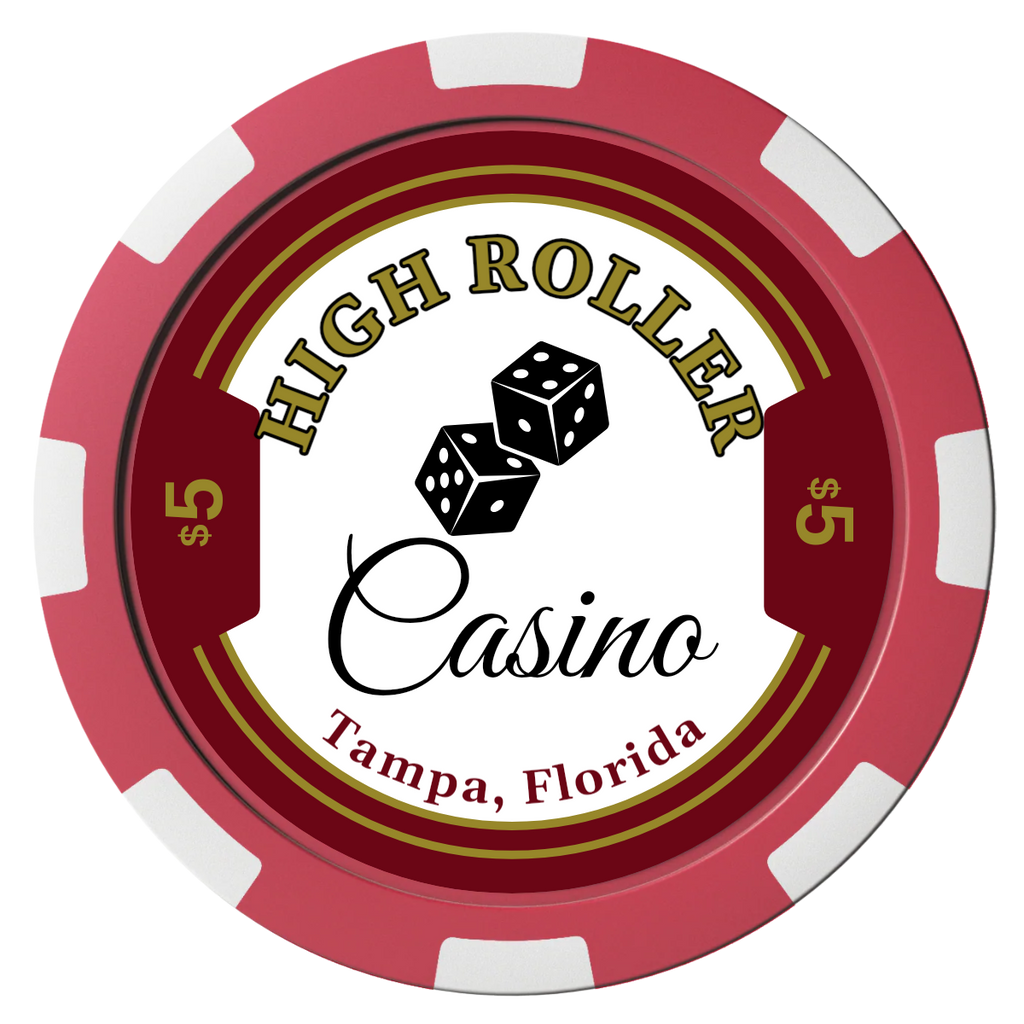 High Roller Casino Composite Poker Chips - Black / 8 Spot - Front