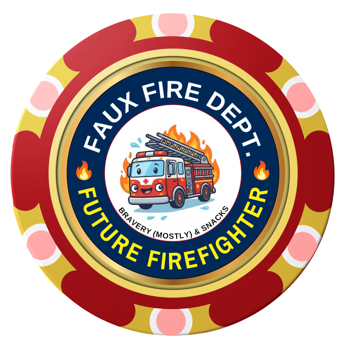 Future Firefighter Clay Poker Chips - Red / Monte Carlo / 40mm - Front