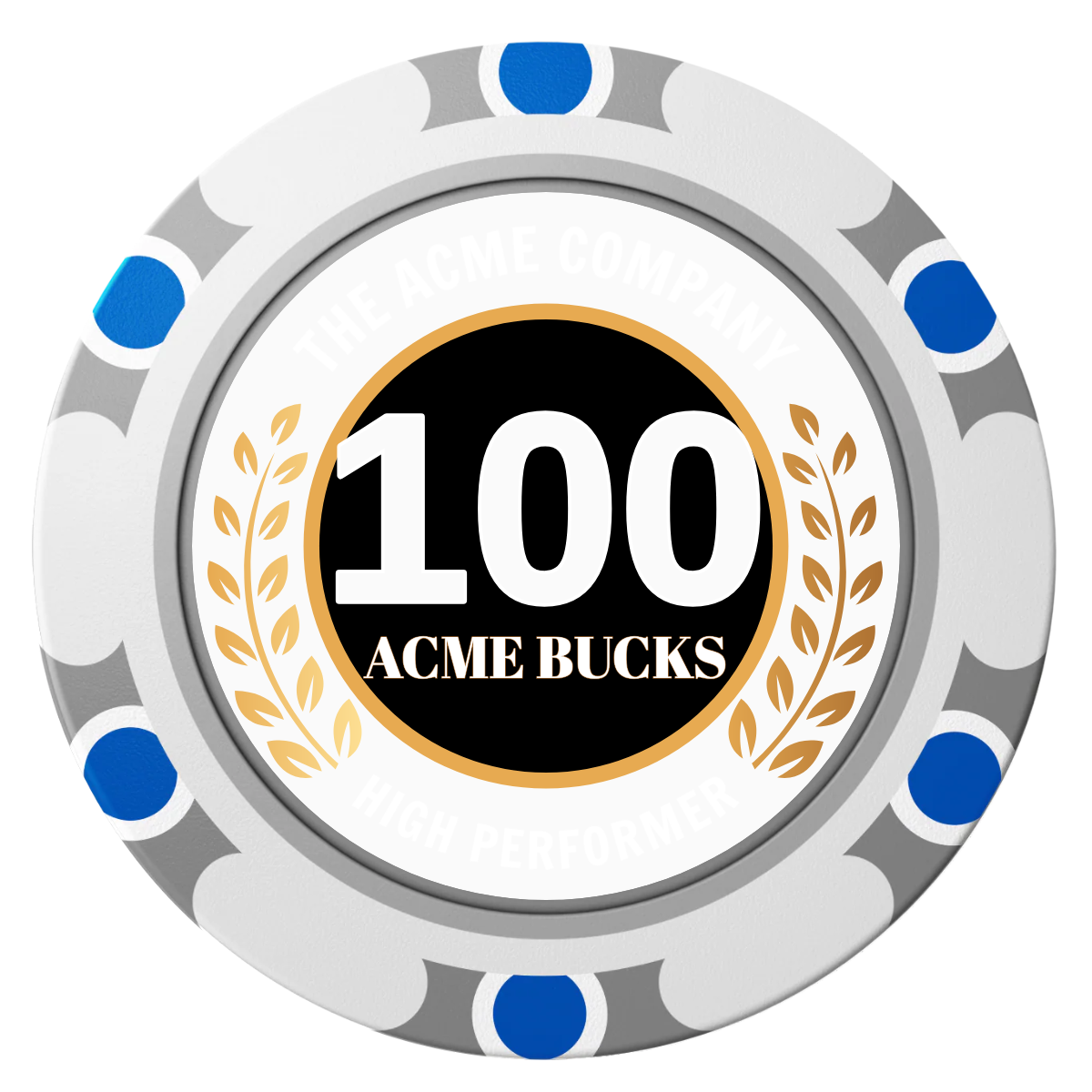 Achievement Wreath Clay Poker Chips - White / Monte Carlo / 40mm - Front