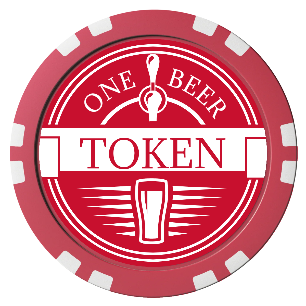 Tap Out Composite Poker Chips - Red / Double Stripe - Front